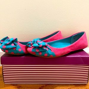 Pink and blue flats